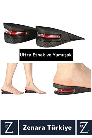 Ortopedik Ultra Rahat Tüm Ayakkabılara Uyumlu Kaymaz Topuk Anında 5 Cm Boy Uzatan Tabanlık 2 Çift