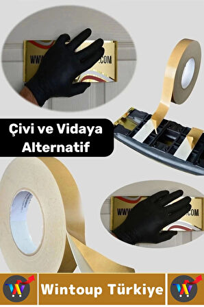 İç Mekan Süper Güçlü Yapışkan Duvar Ahşap Çok Yönlü Çift Taraflı Köpük Bant 18 Mm X 2 Metre 2 Adet