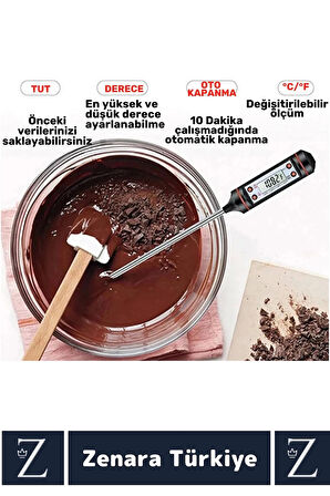 Ergonomik LCD Ekran Çift Ölçüm Birimi Hafızalı Et Sıvı Mama Sıcak Soğuk Saplamalı GIDA TERMOMETRESİ
