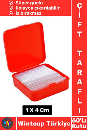 İz Bırakmaz Dayanıklı Pratik Tablo Çerçeve Küçük Obje Çift Taraflı Nano Jel Şeffaf Bant 60'lı Kutu