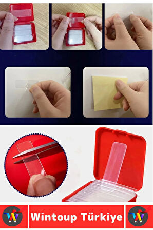 İz Bırakmaz Dayanıklı Pratik Tablo Çerçeve Küçük Obje Çift Taraflı Nano Jel Şeffaf Bant 60'lı Kutu