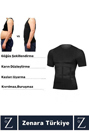 Jinekomasti Dik Duruş Göğüs Göbek Toparlayan Sıkılaştıran Ultra Esnek Erkek Fanila Korse 4'Lü SET