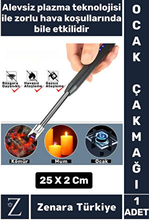 Kompakt Rüzgara Yağmura Dayanıklı Outdoor Kamp Piknik USB Şarjlı Esnek Bükülebilir Ocak Çakmağı