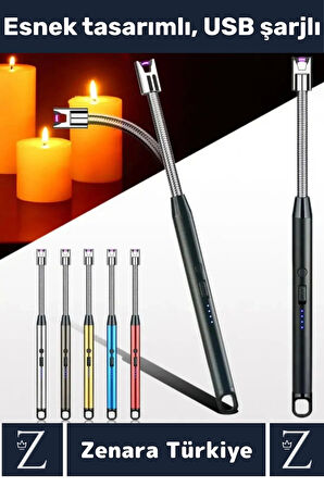 Kompakt Rüzgara Yağmura Dayanıklı Outdoor Kamp Piknik USB Şarjlı Esnek Bükülebilir Ocak Çakmağı
