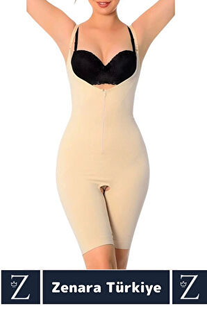 Günlük Vücut Şekillendiren Beden İncelten Toparlayan İhtiyaç Deliği Fermuarlı Ağraflı Tam Boy Korse