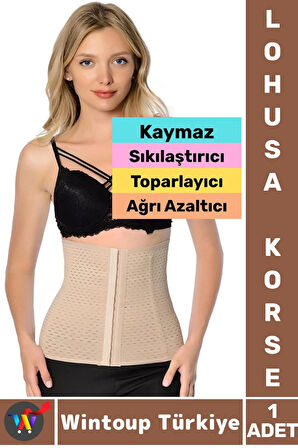 Premium Kaymaz Karın Bel Sıkılaştıran Toparlayan Ağrı Azaltan Hamile Doğum Sonrası LOHUSA KORSE
