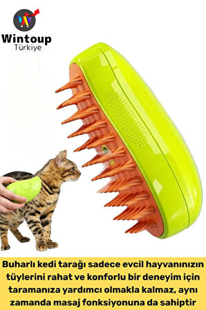 Evcil Hayvan Kedi Banyo Tüy Tarama Masaj Etkili Yumuşak Zararsız Çok Fonksiyonlu Buharlı Tarak