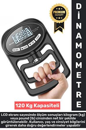 Güç Kuvvet Kavrama Kg/Lb Test Cihazı Fizik Tedavi 120 Kg Kapasite LCD Ekran Dijital El Dinamometresi