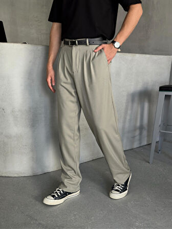 Erkek Pileli Baggy Kalıp Kumaş Pantolon