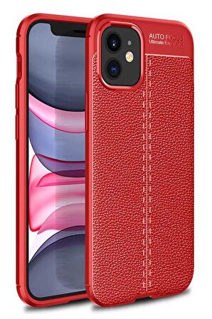 iPhone 11 Kılıf Deri Desenli Kamera Korumalı Silikon