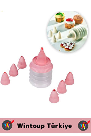 Premium BPA Free Pratik Kolay Temizlenir Plastik Mutfak Hamur Kek Pasta Süsleme 7 Uçlu Krema Pompası