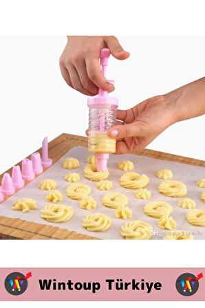 Premium BPA Free Pratik Kolay Temizlenir Plastik Mutfak Hamur Kek Pasta Süsleme 7 Uçlu Krema Pompası