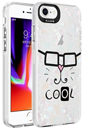Apple iPhone SE 2020 Kılıf Mermer Üzeri Lüx Desenli Marbello Kapak