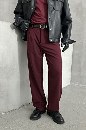 Erkek Pileli Baggy Kalıp Kumaş Pantolon