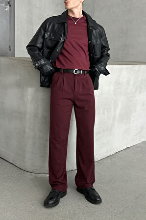 Erkek Pileli Baggy Kalıp Kumaş Pantolon