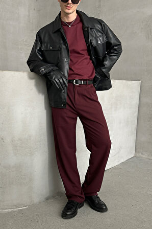 Erkek Pileli Baggy Kalıp Kumaş Pantolon