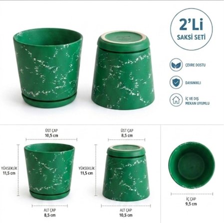 2’li Seramik Saksı (Kalemlik,Fırçalık,Masa Organizeri ) / Modern Dekoratif El Yapımı Tasarım
