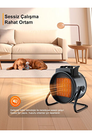 Elektrikli Isıtıcı Fan 3000W Hızlı Isınma, 3 Kademeli Ayar, Sessiz PTC Isıtma