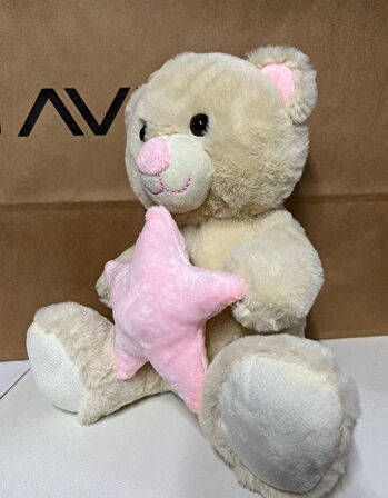 Oyuncak Peluş Sevimli Uyku Arkadaşı Yıldızlı Ayıcık 26 cm