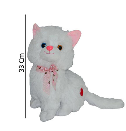 Peluş Sesli Beyaz Miyavlayan Van Kedisi 33 cm Kedi