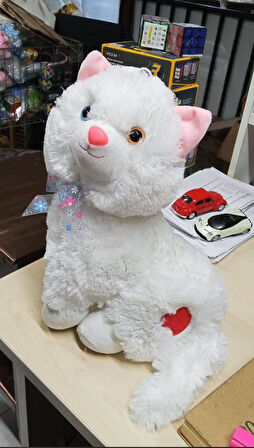 Peluş Sesli Beyaz Miyavlayan Van Kedisi 33 cm Kedi