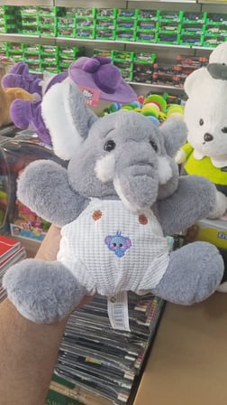 Oyuncak Peluş Sevimli Uyku Arkadaşı Gri Elbiseli Fil 25 cm