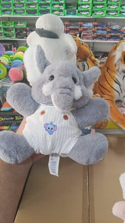 Oyuncak Peluş Sevimli Uyku Arkadaşı Gri Elbiseli Fil 25 cm