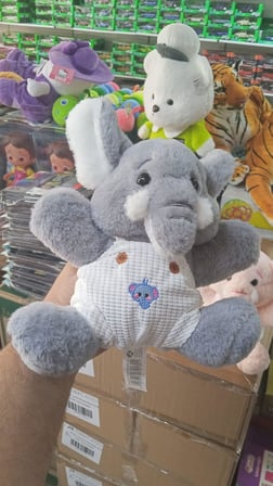 Oyuncak Peluş Sevimli Uyku Arkadaşı Gri Elbiseli Fil 25 cm