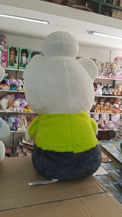 Oyuncak Peluş Sevimli Yeşil Kıyafetli Şapkalı Ayı Uyku Arkadaşım 45 cm
