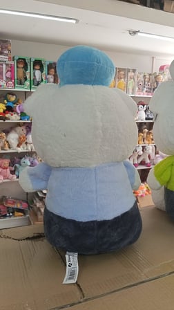 Oyuncak Peluş Sevimli Mavi Kıyafetli Şapkalı Ayı Uyku Arkadaşım 45 cm