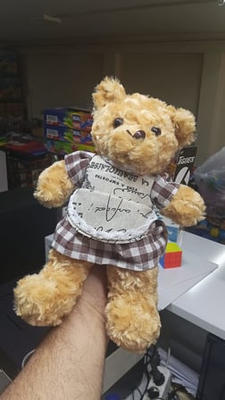 Oyuncak Peluş Kahverengi Elbiseli Ayıcık 30 cm