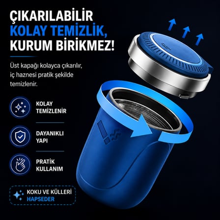 Araç İçi Dumansız Küllük Duman Emici LED Işıklı Kapaklı Koku Önleyici Oto Araba Küllüğü