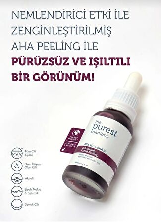 Canlandırıcı Cilt Tonu Eşitleyici Yüz Peeling Serum 30 ml Aha 10% + Bha 2%