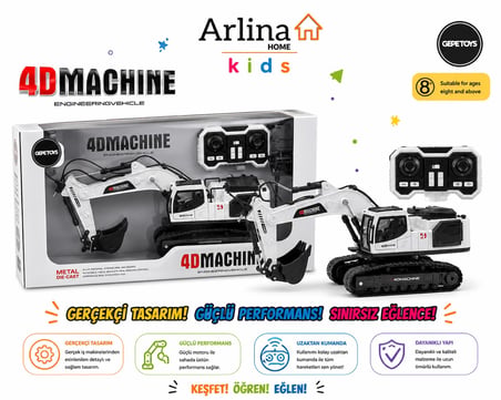 Arlina Home Kids Uzaktan Kumandalı Ekskavatör Metal Beyaz