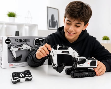 Arlina Home Kids Uzaktan Kumandalı Ekskavatör Metal Beyaz