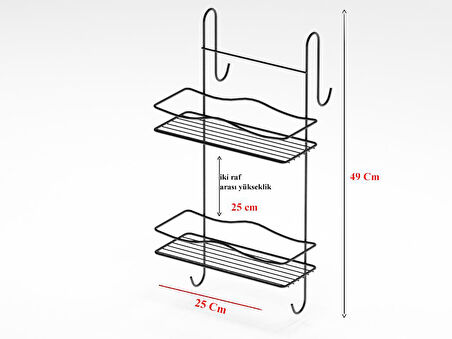 Karen Banyo 2 Katlı Duşakabin Şampuanlık Düzenleyici Raf Siyah SB562-B 