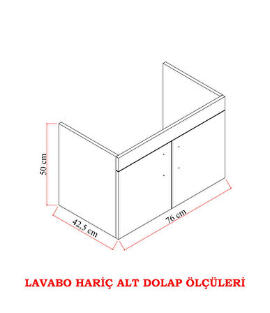 Karen Banyo Ege 80 Cm Lavabolu Alt Banyo Dolabı, Kapaklı Banyo Alt Dolabı,Seramik Lavabo Dahil