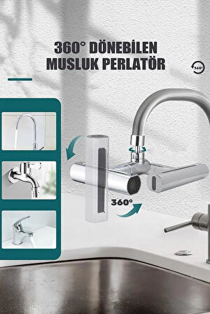 Krom Tasarruflu 4 Modlu Ayarlanabilir Musluk Başlığı Lavabo Batarya Fıskiye Ucu Perlatör