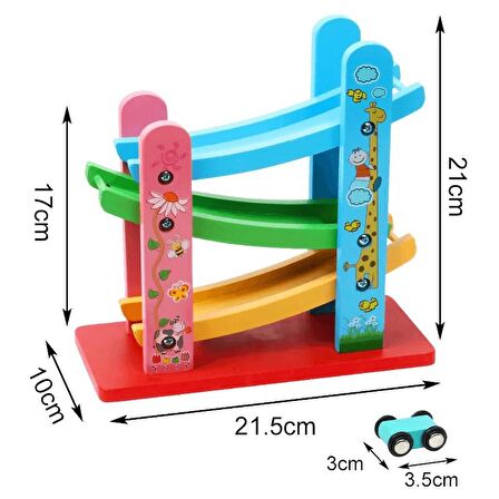 3 Katlı Ahşap Yarış Pisti - Ahşap Araba Kaykay - Ahşap Araba Rampa Seti
