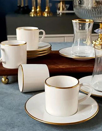 REGNA HOME Fine Living Sena 12 Parça 6 Kişilik Yaldızlı Porselen Kahve Seti