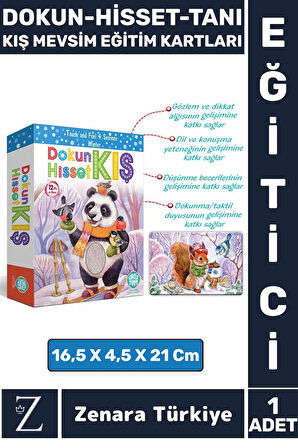 Çocuk Duyusal Gelişim Görsel Algı Mevsim Öğretici Eğlenceli DOKUN-HİSSET-TANI KIŞ EĞİTİM KARTLARI