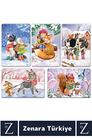 Çocuk Duyusal Gelişim Görsel Algı Mevsim Öğretici Eğlenceli DOKUN-HİSSET-TANI KIŞ EĞİTİM KARTLARI