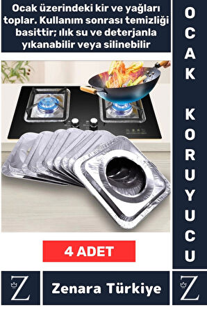 Uzun Ömürlü Dayanıklı Kolay Temizlenir Ocak Kir Yağ Önleyici Alüminyum Koruyucu Folyo 4 Adet