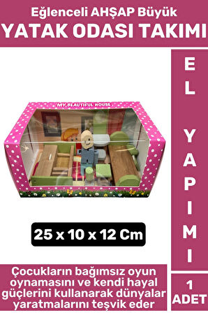 Premium Çocuk Eğlenceli Hayal Dünyası Beceri Geliştirici El Yapımı Ahşap Büyük YATAK ODASI TAKIMI