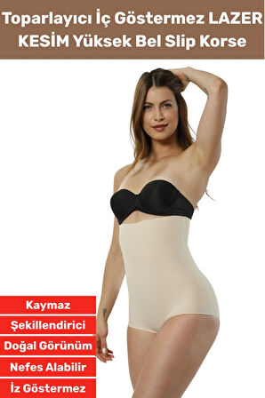 Özel Üretim İz İç Göstermez Kaymaz Sıkılaştırıcı Şekillendirici LAZER KESİM Yüksek Bel Slip Korse