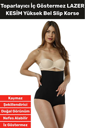 Özel Üretim İz İç Göstermez Kaymaz Sıkılaştırıcı Şekillendirici LAZER KESİM Yüksek Bel Slip Korse