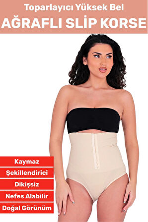 Özel Üretim Vücut Şekillendirici Beden Küçülten Toparlayıcı Ağraflı Yüksek Bel Slip Korse