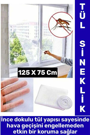 Montaj Gerektirmez Hava Girişi Engellemez Sivrisinek Önleyen Tek Kanat Yapışkanlı Sineklik 125X75 Cm
