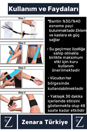 Premium Hızlı Uzun Süre Etkili Kas Bel Bacak Kol Boyun Sırt Omuz Karın Kalça Isı Ağrı Bandı Siyah