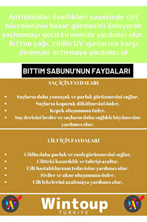 Özel Üretim %100 Doğal Saç Dökülmesine Karşı Etkili Tüm Vücut İçin Uygun Bıttım Sabunu 2 Adet